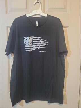Enrforce XL Black T-Shirt with Gun Flag Graphic